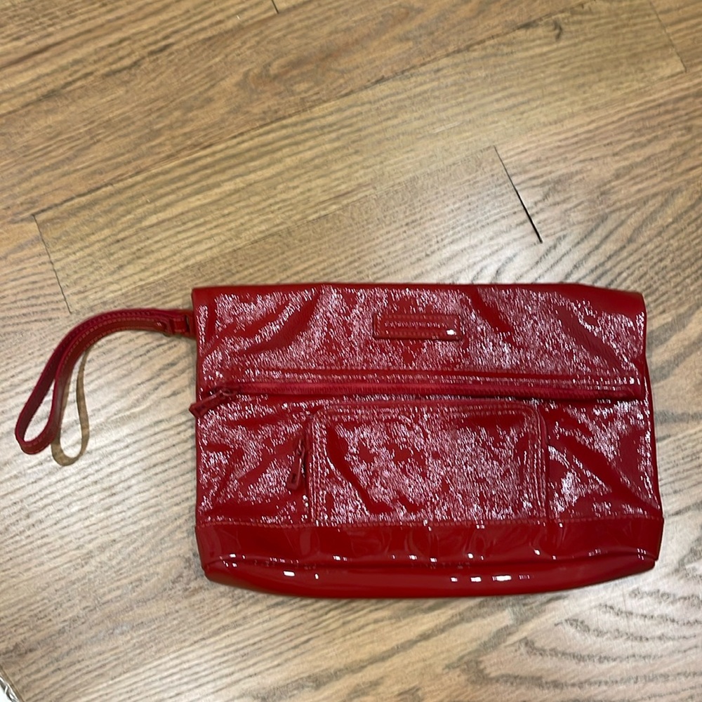 LONGCHAMP red patent leather bag clutch